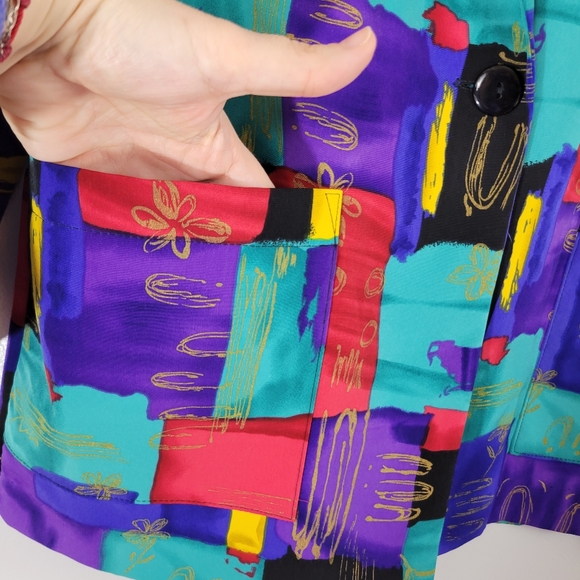 Vintage BEDFORD FAIR LIFESTYLES 90's multicolor abstract artsy geometric blazer - Picture 6 of 10